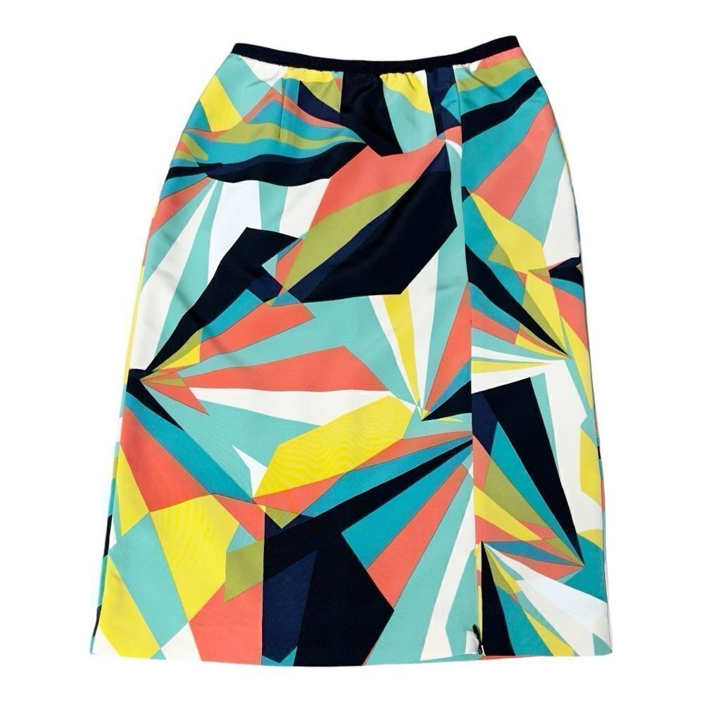 Worthington Retro Geometric Artsy Colorful Adjustable Zip Pencil Skirt‎ Size 4